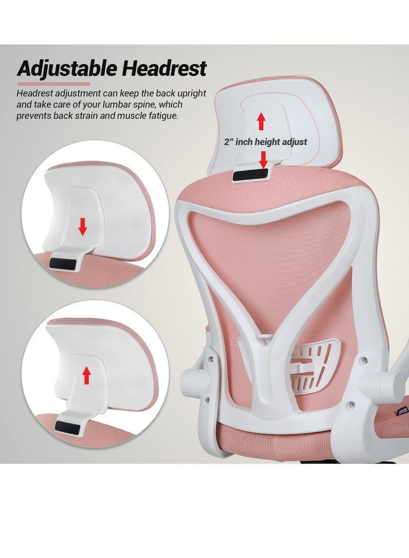 DROGO premium Ergonomic Office Chair for Work from Home, High Back Computer Chair with Mesh, Flip-up Armrest, Recline, Adjustable Seat & Lumbar Support Mesh Chair for Office - Image 5
