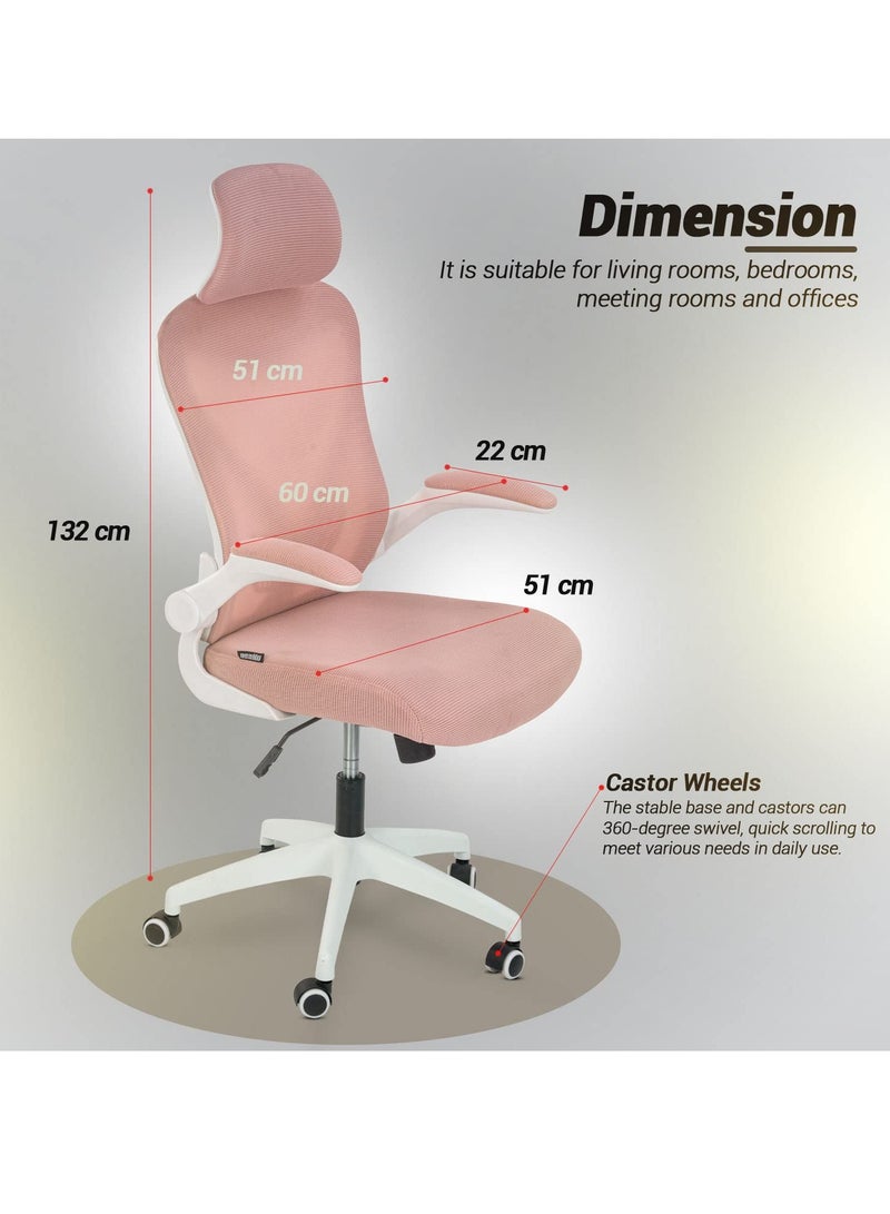 DROGO premium Ergonomic Office Chair for Work from Home, High Back Computer Chair with Mesh, Flip-up Armrest, Recline, Adjustable Seat & Lumbar Support Mesh Chair for Office - Image 3