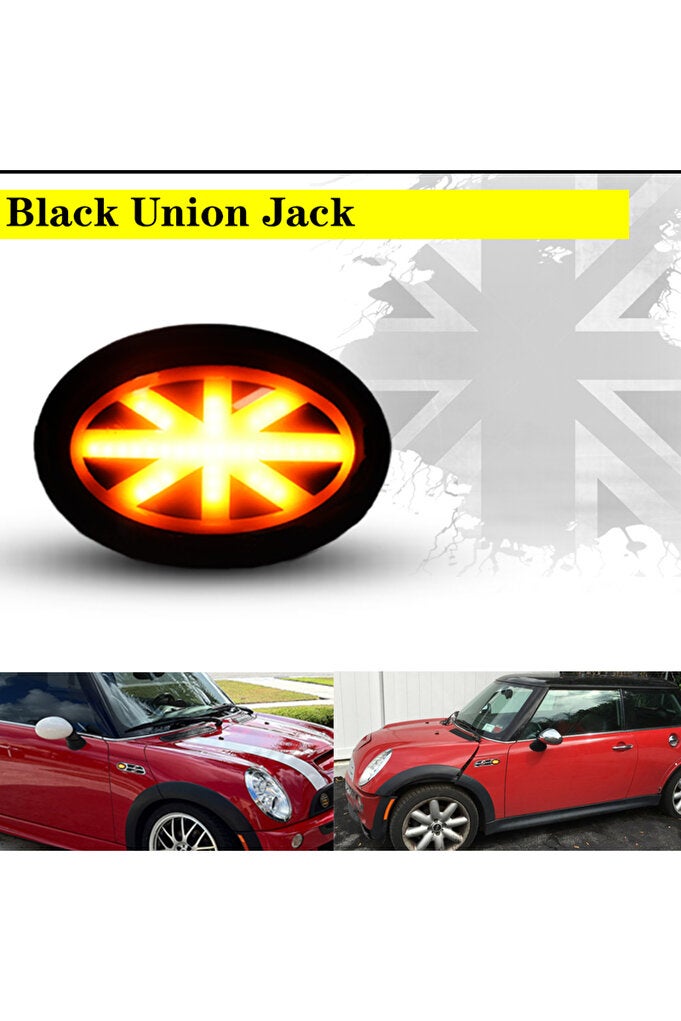 ريحني مصباح مكرر جانبي متحرك للسيارة بلون 2PCS أصفر شعار Union Jack ضوء علامة جانبية لسيارة BMW MINI Cooper R55 - Image 3