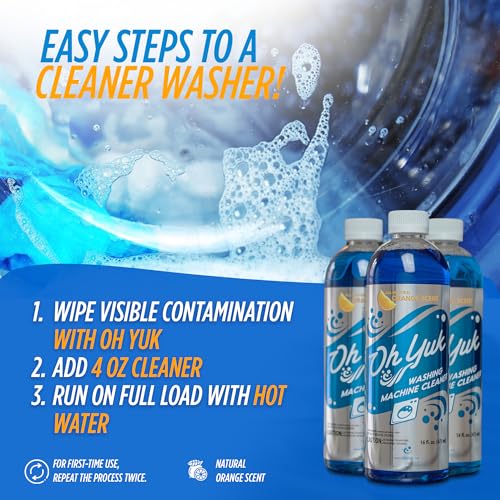 Oh Yuk Washing Machine Cleaner For All Washers (Top Load, Front Load, HE and Non-HE), Natural Citrus Fragrance, Four Cleanings Per Bottle, Septic Safe, 16 Fl Oz - Image 5