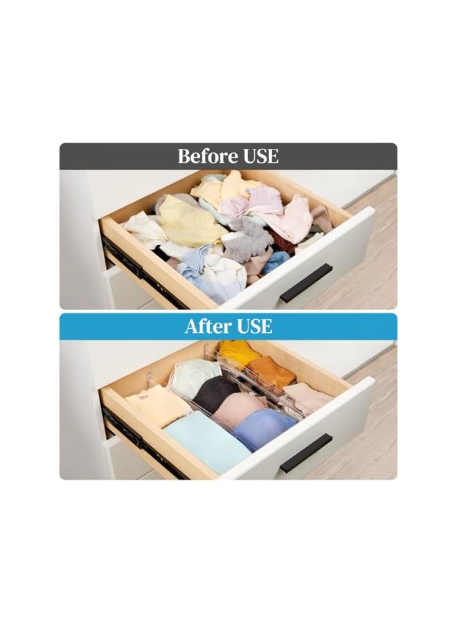 Green Tiger 1 Pack Drawer Dividers Organizer, Adjustable Expandable Clear Plastic Drawer Separators for Dresser, Kitchen, Bedroom, Office, Expandable from 11-20.5in Organiser - Image 4