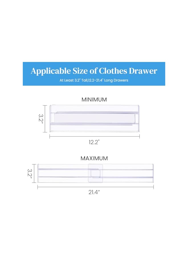 Green Tiger 1 Pack Drawer Dividers Organizer, Adjustable Expandable Clear Plastic Drawer Separators for Dresser, Kitchen, Bedroom, Office, Expandable from 11-20.5in Organiser - Image 2