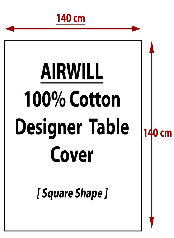 AIRWILL مفرش طاولة من تصميم Airwill، مصنوع من القطن بنسبة 100%، يتسع لأربعة أشخاص، عبوة من قطعة واحدة. - Image 2