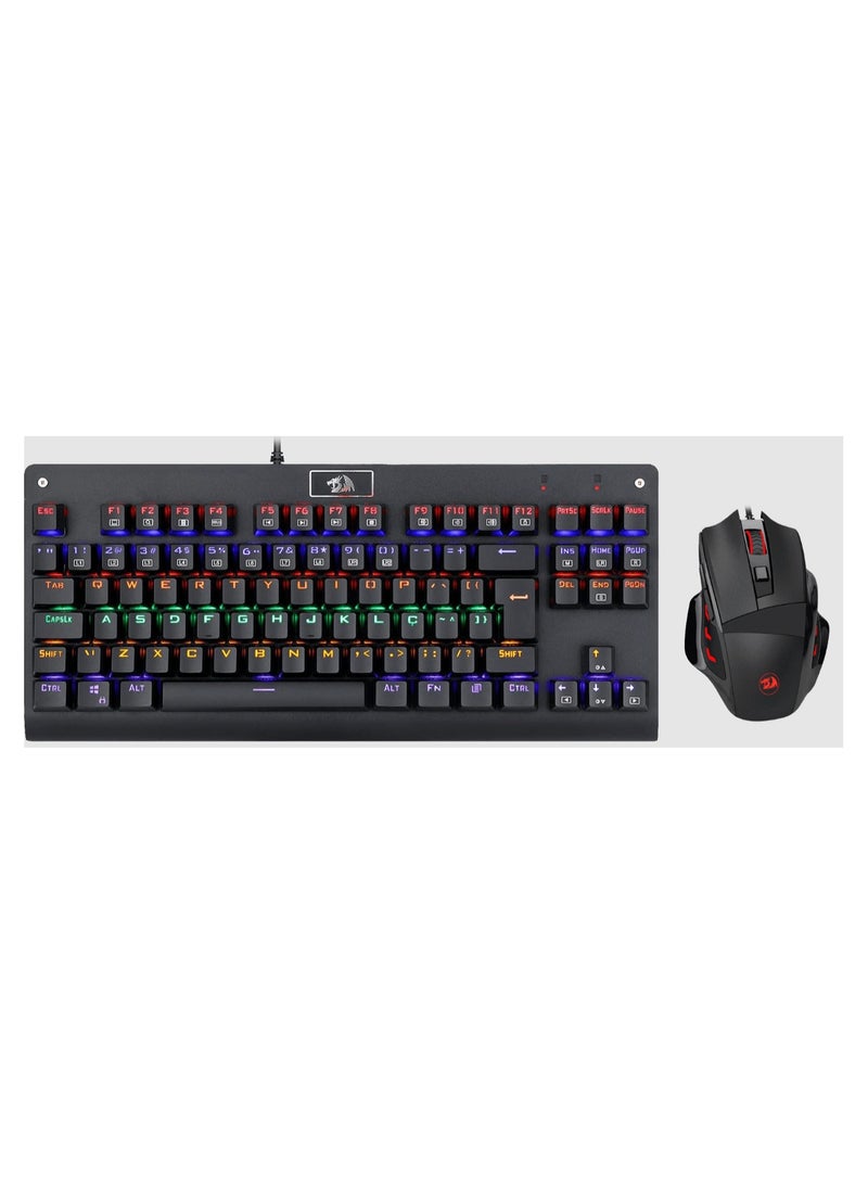 Redragon K568R-BA Gaming Keyboard and Mouse Combo – Mechanical Keyboard with RGB Backlighting, Red Switches, Programmable Gaming Mouse, Ergonomic Design, for PC and Laptop - Image 1