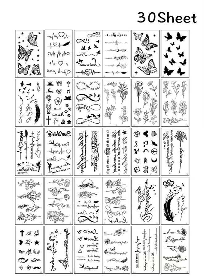 30 Sheets Temporary Tattoos, Mixed Styles Temporary Tattoo– Waterproof, Realistic & Long-Lasting Fake Tattoos for Adults  - Image 1