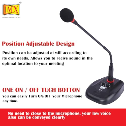 MX Desktop Condenser Gooseneck Microphone – 18" Podium Mic with On/Off Switch, XLR Connection – Ideal for Meetings, Video Conferences, Streaming, Lectures, Presentations - Image 4