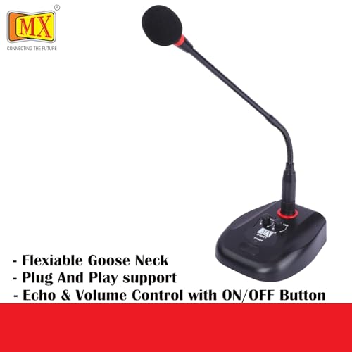MX Desktop Condenser Gooseneck Microphone – 18" Podium Mic with On/Off Switch, XLR Connection – Ideal for Meetings, Video Conferences, Streaming, Lectures, Presentations - Image 2