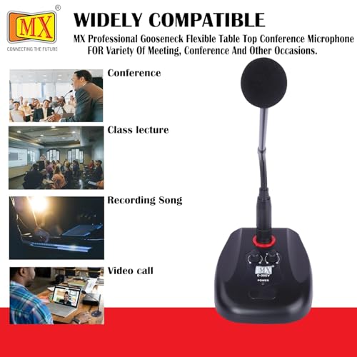 MX Desktop Condenser Gooseneck Microphone – 18" Podium Mic with On/Off Switch, XLR Connection – Ideal for Meetings, Video Conferences, Streaming, Lectures, Presentations - Image 3