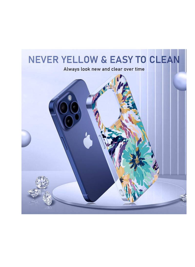 SYOSI Case for iPhone 15 Pro Max, Hard PC + TPU Shockproof Protective, Flower Clear Fashionable Patterns, for Girls Women  - Image 3