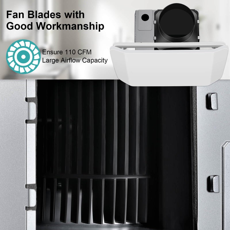 JOEAONZ Bathroom Exhaust Fan Ceiling Mount 110CFM, Quiet Ventilation Fan 1.5 Sones with Hidden Grille Cover & Metal Motor, 4-inch Duct Household Extractor, Ideal for Bathroom Remodeling (White) - Image 4