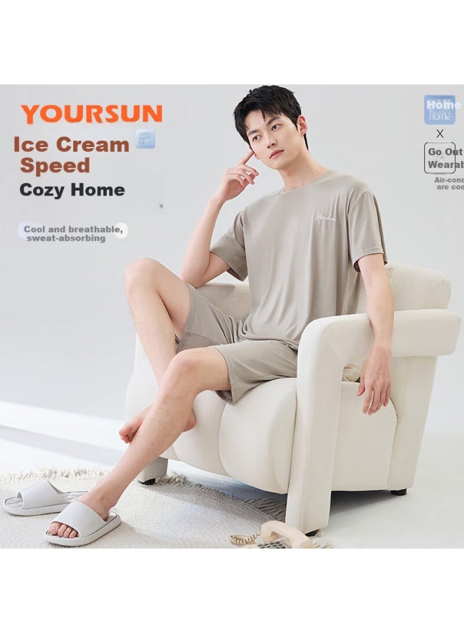 Your Sun Cool And Comfortable Modal Men's Pajamas Set For Summer With Short Sleeve Top And Shorts Loose Home Wear Suit - Image 3