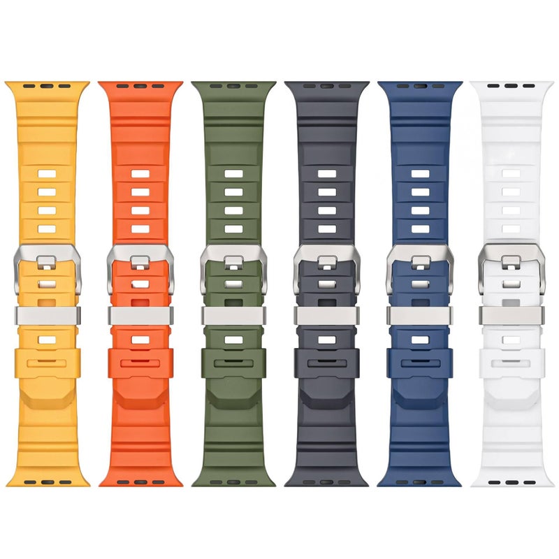سوار ساعة ذكية باللون أسود قابل للتعديل سوار رياضي من السيليكون متوافق مع Apple Watch 42/44/45/49mm بملاءمة قابلة للتعديل وحزام بديل - Image 3