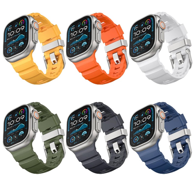 سوار ساعة ذكية باللون أسود قابل للتعديل سوار رياضي من السيليكون متوافق مع Apple Watch 42/44/45/49mm بملاءمة قابلة للتعديل وحزام بديل - Image 2