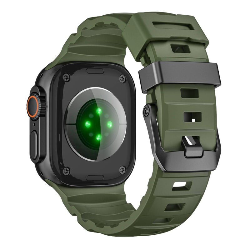 سوار ساعة ذكية باللون أسود قابل للتعديل سوار رياضي من السيليكون متوافق مع Apple Watch 42/44/45/49mm بملاءمة قابلة للتعديل وحزام بديل - Image 5