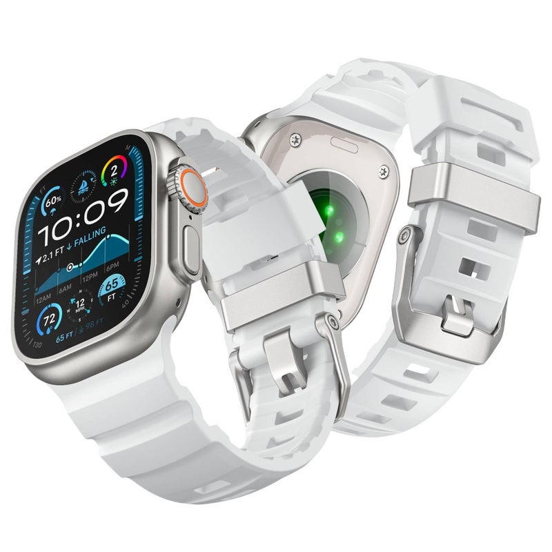 سوار ساعة ذكية باللون أسود قابل للتعديل سوار رياضي من السيليكون متوافق مع Apple Watch 42/44/45/49mm بملاءمة قابلة للتعديل وحزام بديل - Image 4