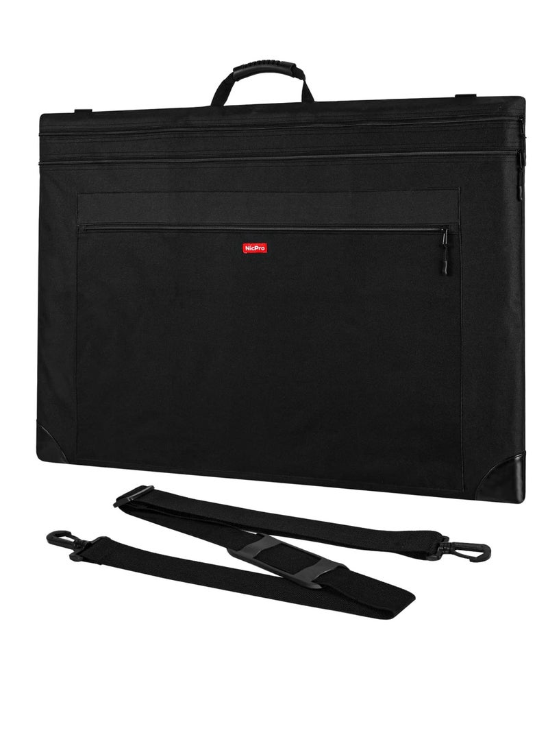 Nicpro Nicpro Light Weight Art Portfolio Bag, 24x36 Black Art Canvas Portfolio Case with Detachable Shoulder Strap, Leather Corners, Carrying Storage Case for Artwork, Poster, Sketching, and Drawing  - Image 1
