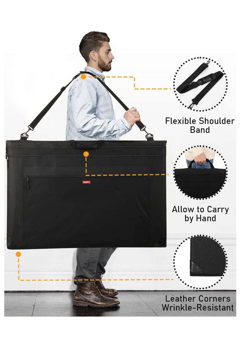 Nicpro Nicpro Light Weight Art Portfolio Bag, 24x36 Black Art Canvas Portfolio Case with Detachable Shoulder Strap, Leather Corners, Carrying Storage Case for Artwork, Poster, Sketching, and Drawing  - Image 5