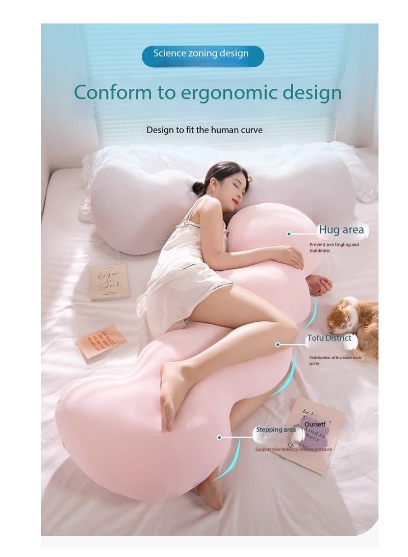 CityRiya-Long Ice Silk Adult Body Pillow 130cm Long Pillow Detachable and Washable Pregnant Women's Side Sleep Pillow Summer Cool and Breathable Pillow Multi functional Sofa Bedroom Napping Pillow Support Waist Back Legs Sleep Companion  - Image 3