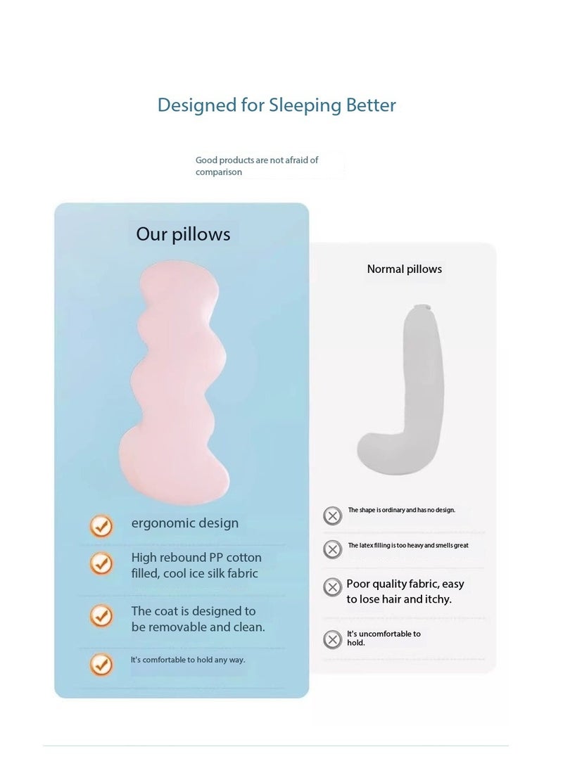 CityRiya-Long Ice Silk Adult Body Pillow 130cm Long Pillow Detachable and Washable Pregnant Women's Side Sleep Pillow Summer Cool and Breathable Pillow Multi functional Sofa Bedroom Napping Pillow Support Waist Back Legs Sleep Companion  - Image 5