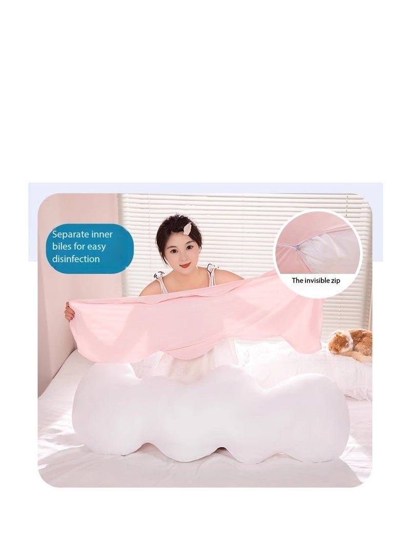 CityRiya-Long Ice Silk Adult Body Pillow 130cm Long Pillow Detachable and Washable Pregnant Women's Side Sleep Pillow Summer Cool and Breathable Pillow Multi functional Sofa Bedroom Napping Pillow Support Waist Back Legs Sleep Companion  - Image 4