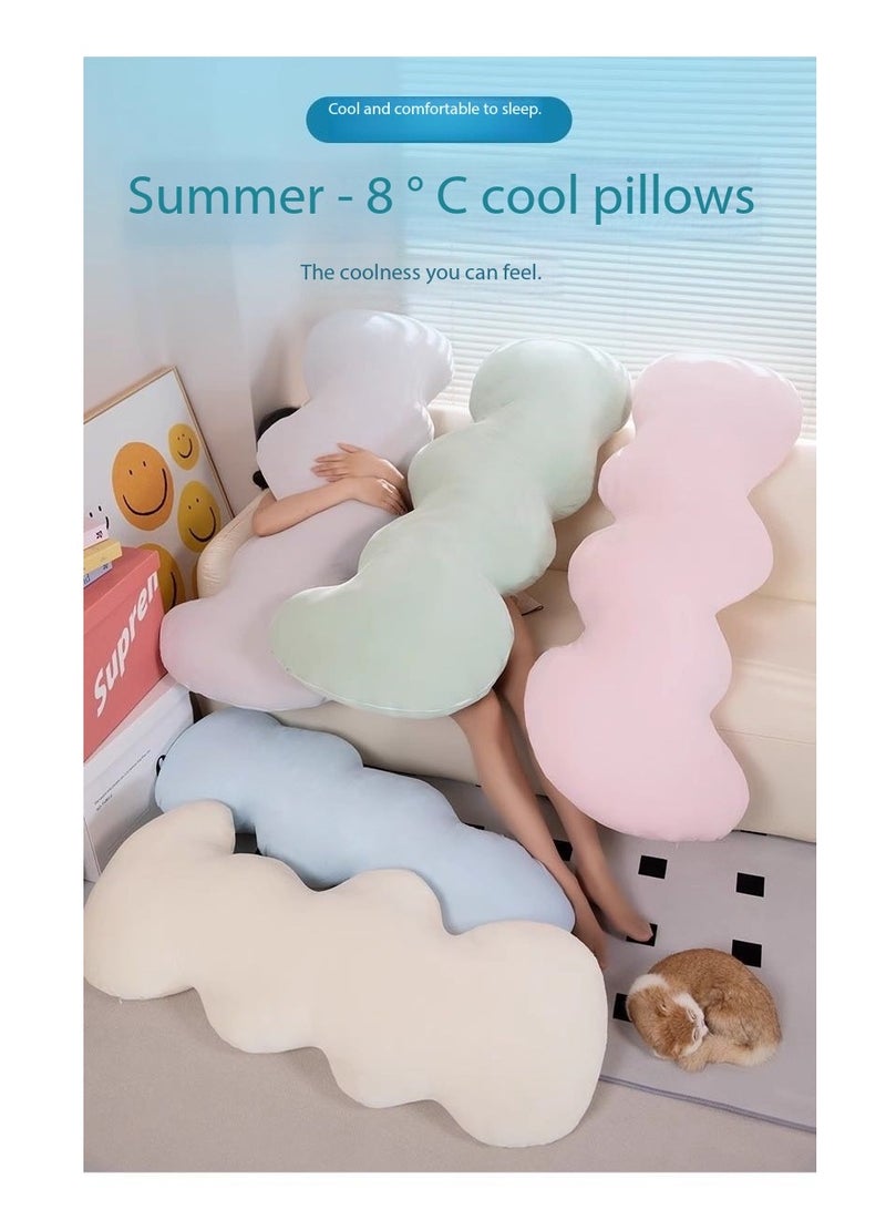 CityRiya-Long Ice Silk Adult Body Pillow 130cm Long Pillow Detachable and Washable Pregnant Women's Side Sleep Pillow Summer Cool and Breathable Pillow Multi functional Sofa Bedroom Napping Pillow Support Waist Back Legs Sleep Companion  - Image 2