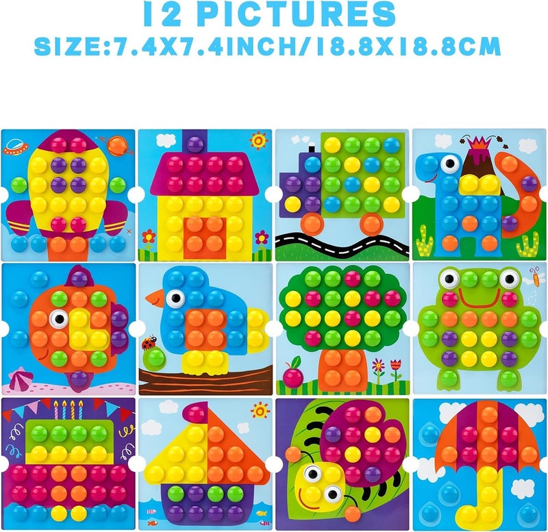 Slipps Button Art Toys for Toddlers 3-5 Years Old,Educational Color Matching Mosaic Pegboard & Fine Motor Skills Game,Early Preschool Learning Crafts Activity for Boys & Girls (Ladybug) - Image 5