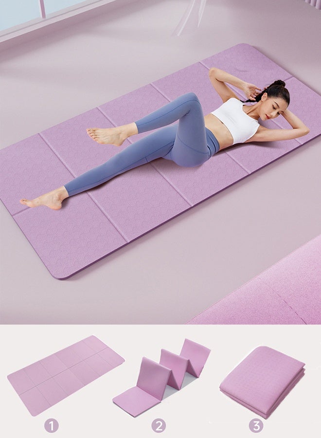 DUNISO Portable Foldable Yoga Mat，Thickened Fitness Mat，Non-Slip Eco-Friendly TPE Yoga Mat，Suitable for Yoga, Pilates and Travel Fitness，183*61*0.6cm，Purple - Image 1