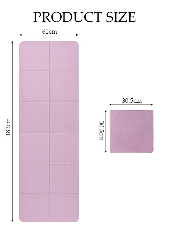 DUNISO Portable Foldable Yoga Mat，Thickened Fitness Mat，Non-Slip Eco-Friendly TPE Yoga Mat，Suitable for Yoga, Pilates and Travel Fitness，183*61*0.6cm，Purple - Image 2