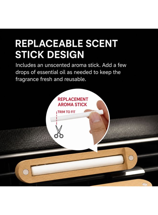 Wooden Car Vent Diffuser Clip Air Freshener Holder with Replacement Sticks - Image 3