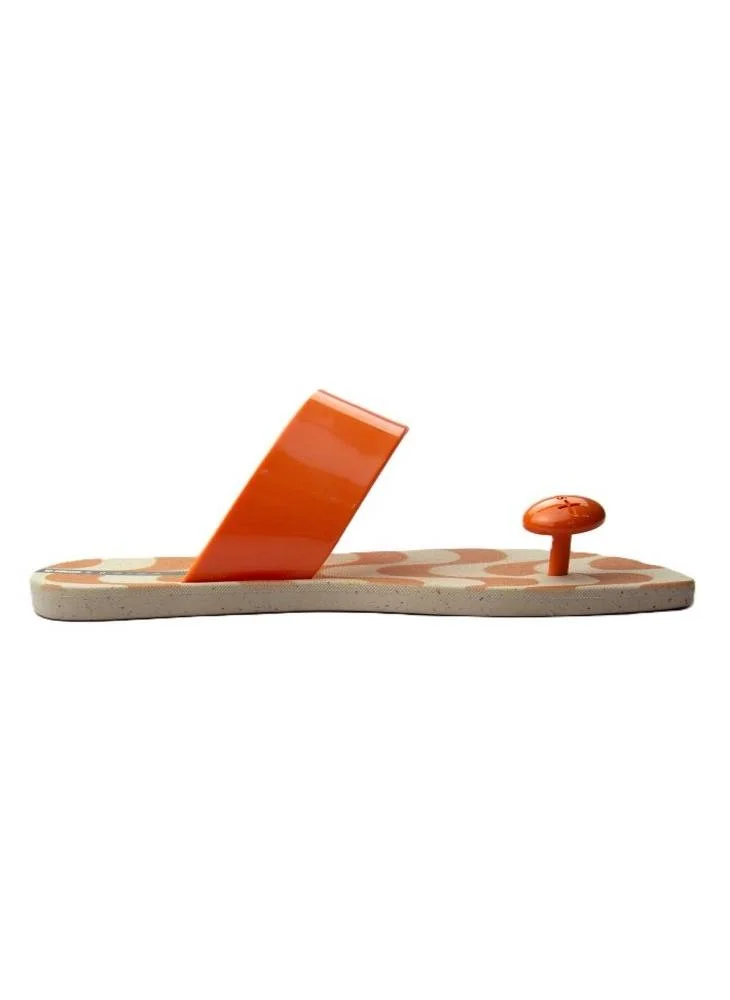 Voices Look Copacabana Women'S With Printed Sole Single Strap Sandals - Beige/Orange