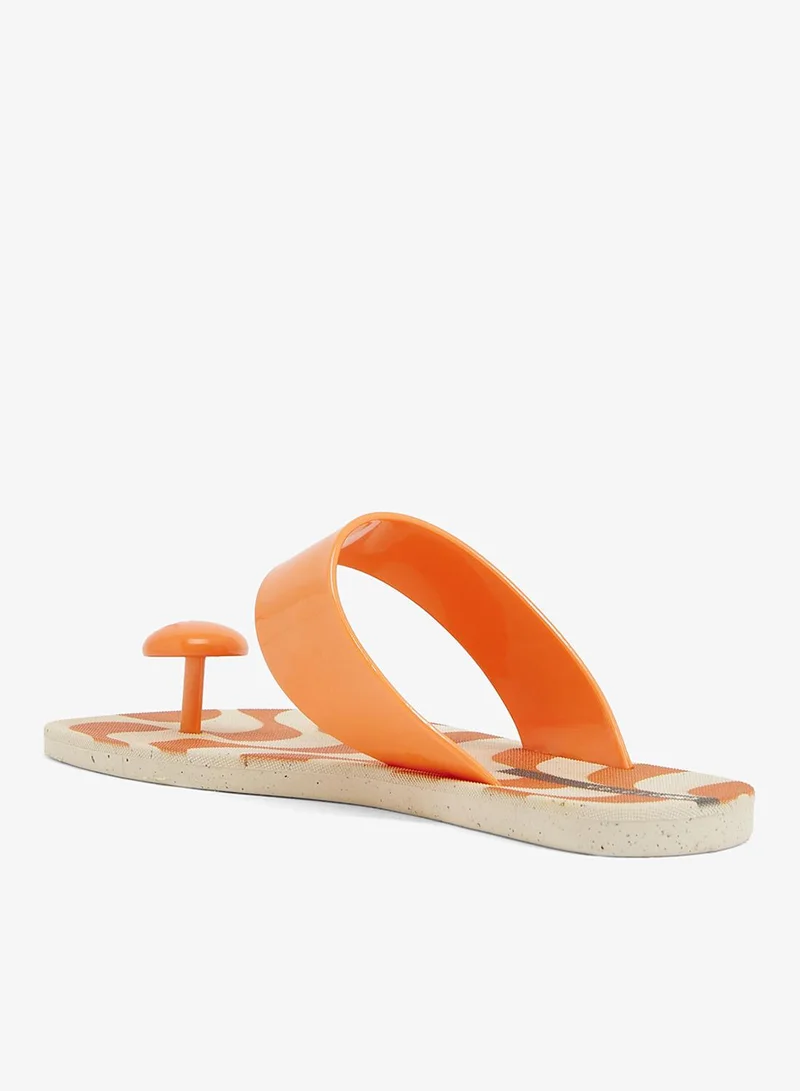 Voices Look Copacabana Women'S With Printed Sole Single Strap Sandals - Beige/Orange