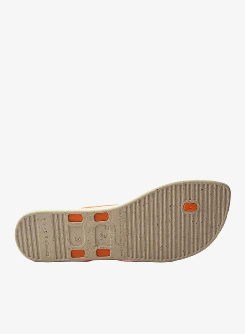 Voices Natural Pet-Orange-Orange Look Copacabana Women'S With Printed Sole Single Strap Sandals - Beige/Orange for Women | Best Price UAE