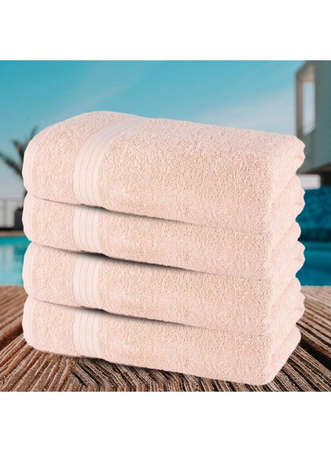 Amber Home Bath Towel Set (4 Pack, 70 X 140 cm) - 600 GSM 100% Combed Cotton Quick Drying Highly Absorbent Thick Bathroom Towels - Soft Hotel Quality for Bath and Spa, Peach - Image 4
