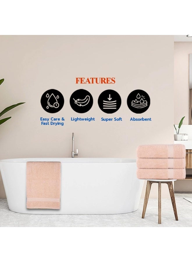 Amber Home Bath Towel Set (4 Pack, 70 X 140 cm) - 600 GSM 100% Combed Cotton Quick Drying Highly Absorbent Thick Bathroom Towels - Soft Hotel Quality for Bath and Spa, Peach - Image 5