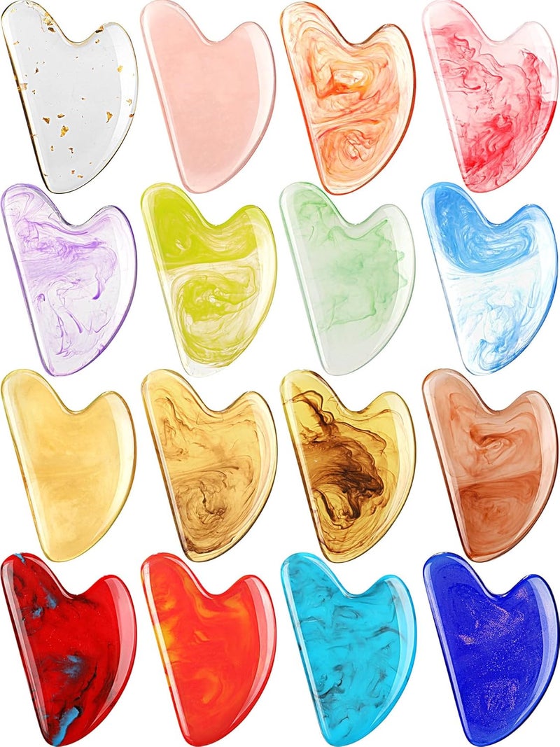 Sherr 16 Pcs Gua Sha Facial Tools Gua Sha Stone Facial Massage Tools Face Massager for Body Spa Acupuncture Relieve Muscle Tensions Puffiness