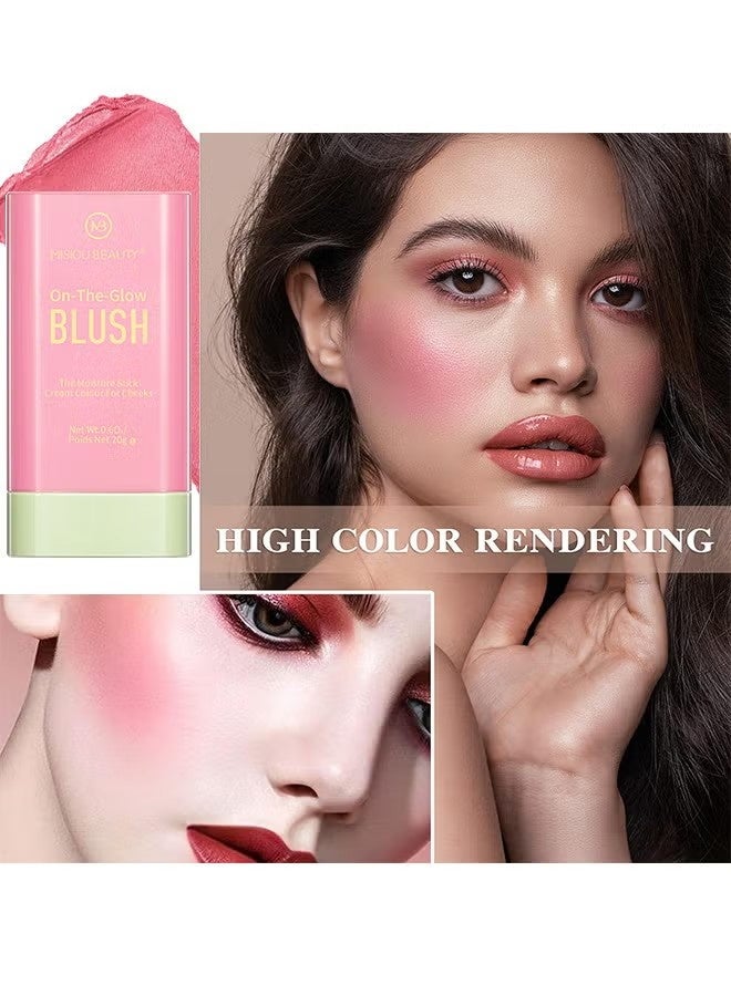 Misiou Beauty On The Glow Blush, The Moisture Stick Cream Colour For Cheeks, Highlighting ​Color Silky Powder Blusher Stick Natural Glow Silly Blusher Light And Soft Feeling The Apply On Your Face - Image 2