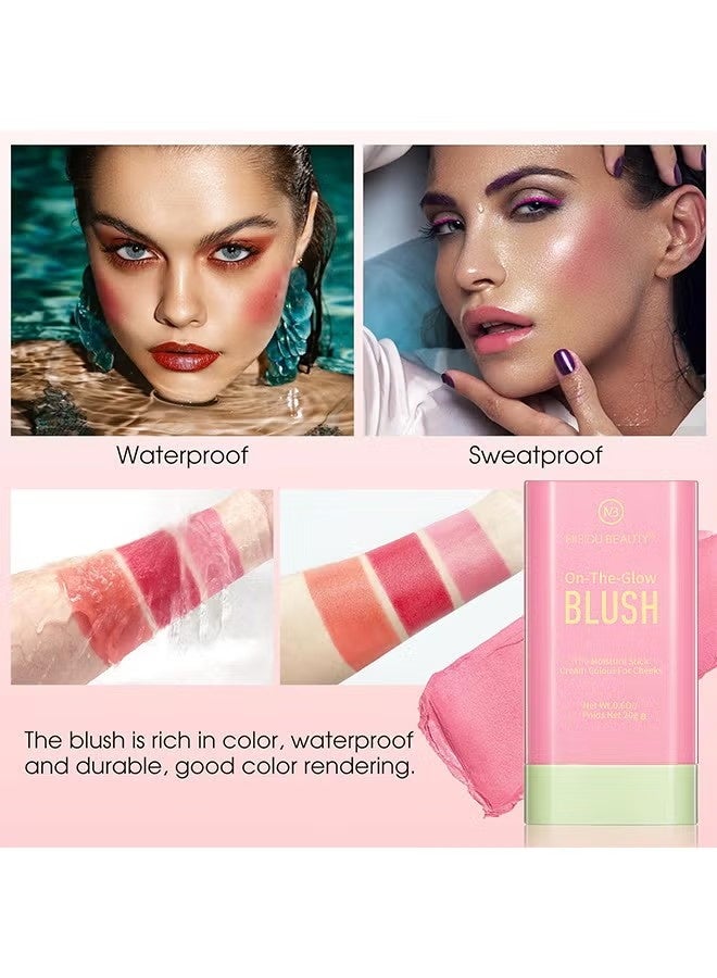 Misiou Beauty On The Glow Blush, The Moisture Stick Cream Colour For Cheeks, Highlighting ​Color Silky Powder Blusher Stick Natural Glow Silly Blusher Light And Soft Feeling The Apply On Your Face - Image 5
