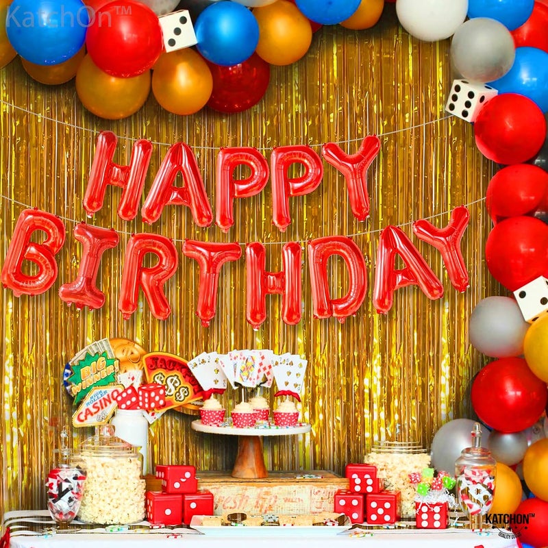 KatchOn Red Happy Birthday Balloon Banner - 16 Inch Mylar Foil Balloon For Birthday Party Decorations, Includes 13 Letter Balloons, Straw, and 32 Feet Ribbon Roll - Image 3