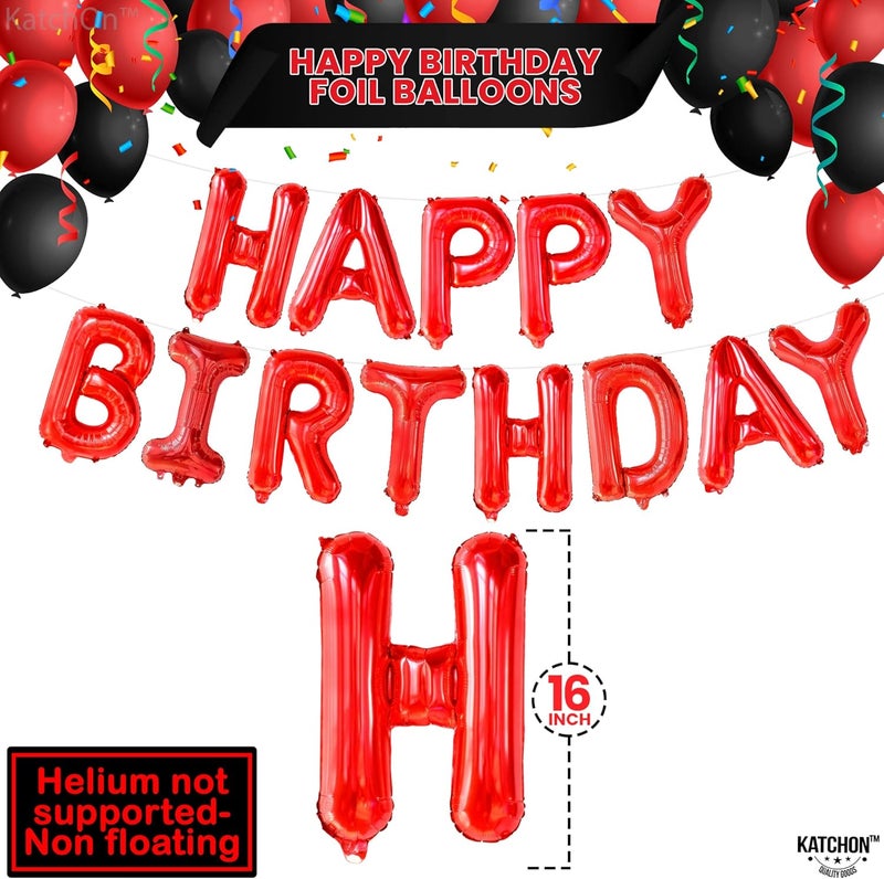 KatchOn Red Happy Birthday Balloon Banner - 16 Inch Mylar Foil Balloon For Birthday Party Decorations, Includes 13 Letter Balloons, Straw, and 32 Feet Ribbon Roll - Image 4
