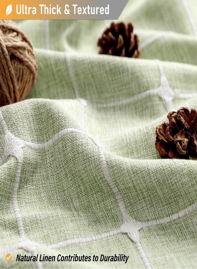 BTTN ستارة حمام طويلة جدًا من BTTN، مقاس 72 × 84 بوصة، مصنوعة من قماش الكتان بتصميم بوهيمي أنيق مع شرابات وخطافات، ستائر حمام طويلة وعصرية وأنيقة من قماش سميك وثقيل للحمام، لون أخضر زيتوني - Image 2