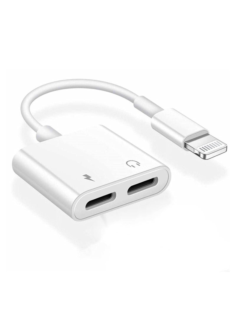GNAFOTU For iPhone Headphones Adapter & Splitter, 2 in 1 Dual Lightning Charger Cable Aux Audio Adapter Converter for iPhone 16/15/14/13/X/8/7/6, Support Calling+Charging+Music Control - Image 1