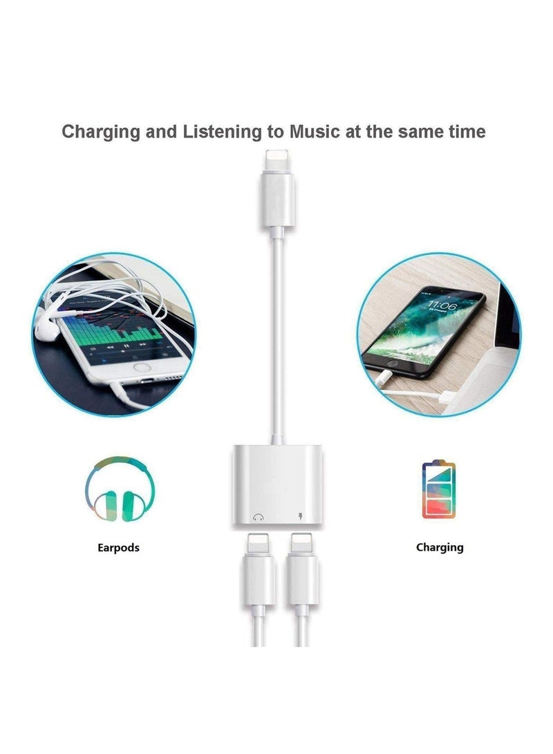 GNAFOTU For iPhone Headphones Adapter & Splitter, 2 in 1 Dual Lightning Charger Cable Aux Audio Adapter Converter for iPhone 16/15/14/13/X/8/7/6, Support Calling+Charging+Music Control - Image 4
