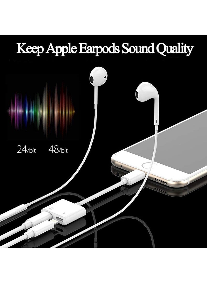 GNAFOTU For iPhone Headphones Adapter & Splitter, 2 in 1 Dual Lightning Charger Cable Aux Audio Adapter Converter for iPhone 16/15/14/13/X/8/7/6, Support Calling+Charging+Music Control - Image 5