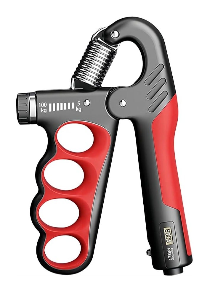 Cool Baby Style Grip Strength Trainer, Adjustable Resistance 5-100 Kg Grip Strengthener, Non-Slip Counting Hand Gripper For Muscle Building And Hand Recovery Red - Image 1