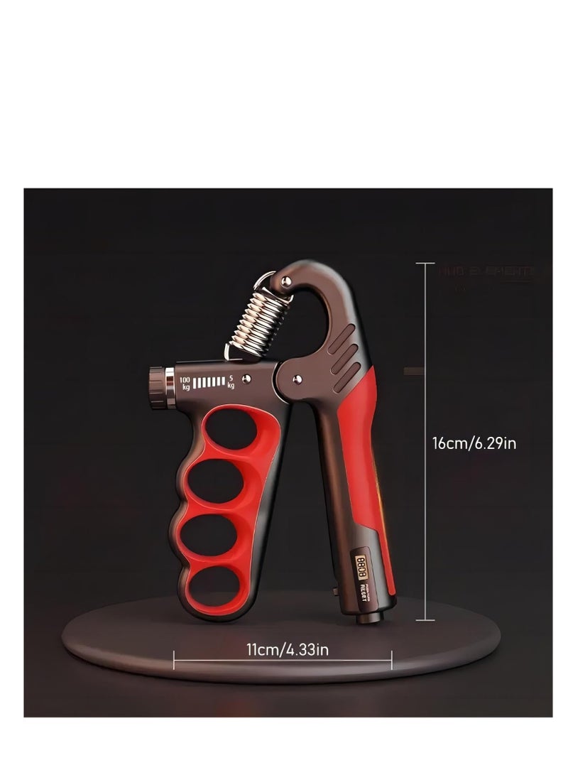 Cool Baby Style Grip Strength Trainer, Adjustable Resistance 5-100 Kg Grip Strengthener, Non-Slip Counting Hand Gripper For Muscle Building And Hand Recovery Red - Image 2