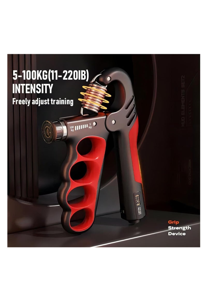 Cool Baby Style Grip Strength Trainer, Adjustable Resistance 5-100 Kg Grip Strengthener, Non-Slip Counting Hand Gripper For Muscle Building And Hand Recovery Red - Image 3