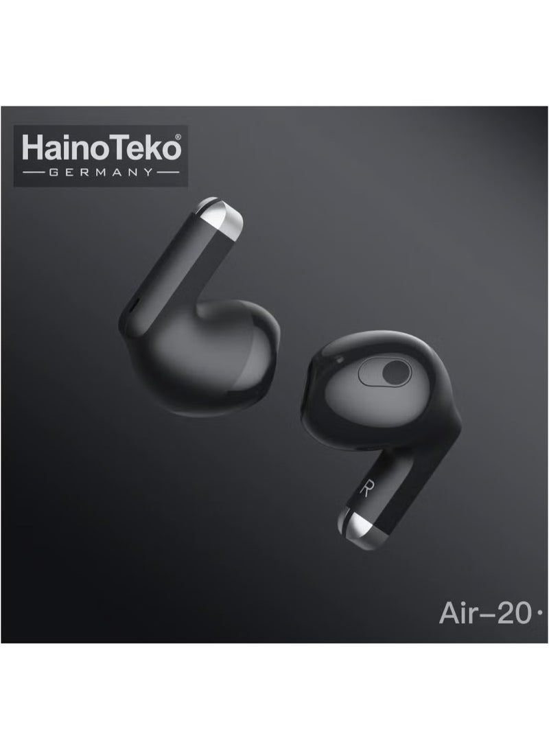 Haino Teko Air-20 Metal Bluetooth Earphones with High Bass Music Technology, Super Clear Microphone, Multifunctional Touch Control, Compatible with Android Mobiles and Tablets, Black - Image 5