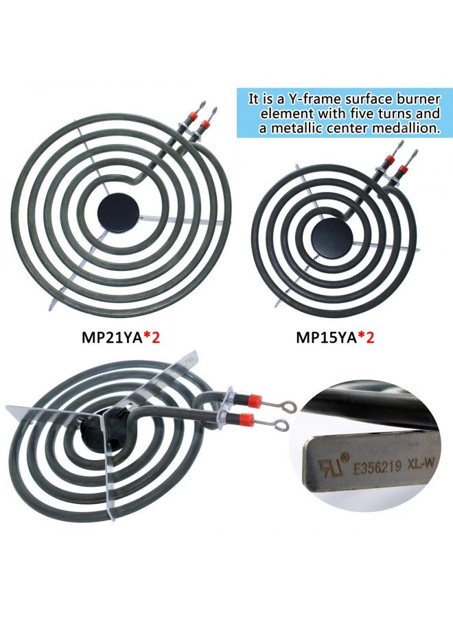 Ansoon MP22YA Electric Range Burner Coil Element Unit Set (2 pcs MP15YA 6" and 2 pcs MP21YA 8") with 4 Pack 330031 Surface Element Receptacle Kit Replacement Compatible for Whirlpool Ranges/Stoves - Image 3
