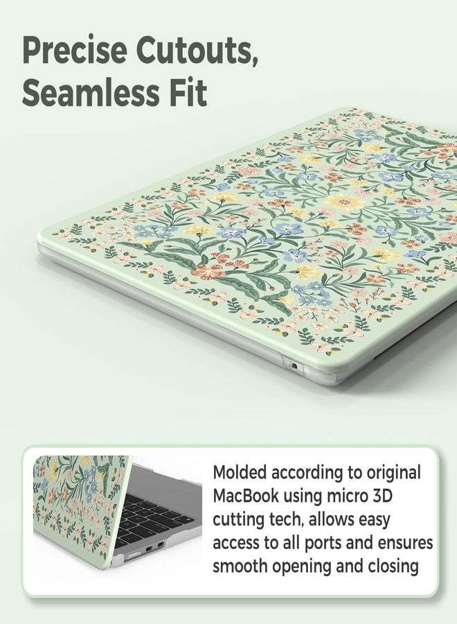 iCasso for M4 MacBook Air 13 inch Case 2025 2024-2022 M3 M2 Model A 3240 A3113 A2681, Sturdy Protective Pattern Plastic Hard Shell Case for Mac Air 13.6", Keyboard Cover + Screen Protector, Green Boho - Image 3