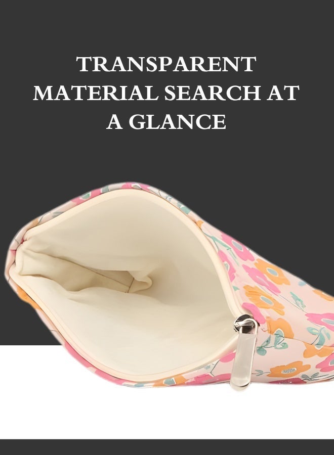 TRENZ Small makeup bag for lipsticks with a chrysanthemum flower design, Women Cosmetic Bag, Cute Zipper Makeup Bag, Portable Cosmetic Bag for Makeup Organizer, Purse Cosmetic Bag - Image 3